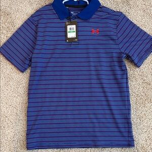 Under Armour Navy and Red Striped Polo